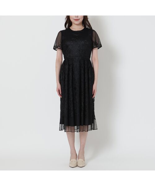 Rose Tiara / ローズティアラ ミニ丈・ひざ丈ワンピース | 【美シルエット】ドットチュール刺繍ワンピース | 詳細9
