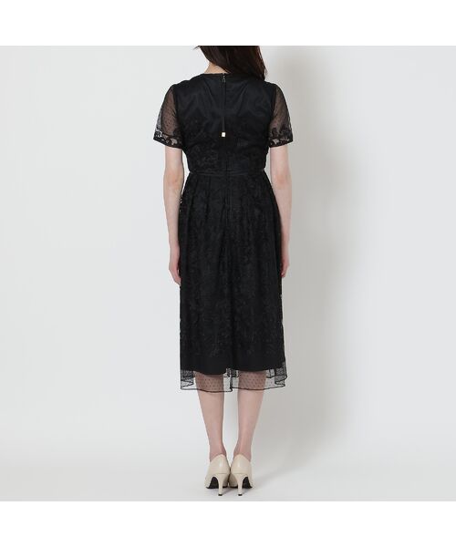 Rose Tiara / ローズティアラ ミニ丈・ひざ丈ワンピース | 【美シルエット】ドットチュール刺繍ワンピース | 詳細10