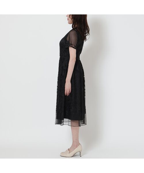 Rose Tiara / ローズティアラ ミニ丈・ひざ丈ワンピース | 【美シルエット】ドットチュール刺繍ワンピース | 詳細11