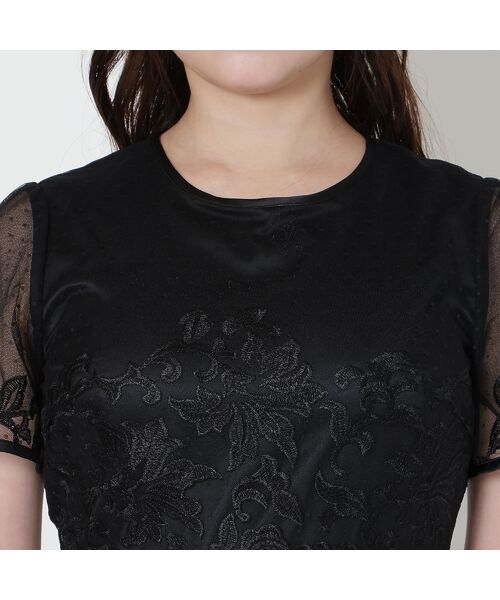 Rose Tiara / ローズティアラ ミニ丈・ひざ丈ワンピース | 【美シルエット】ドットチュール刺繍ワンピース | 詳細12