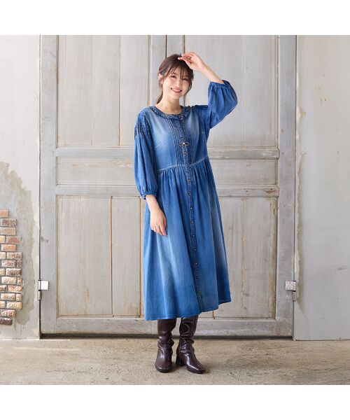 Rose Tiara / ローズティアラ ミニ丈・ひざ丈ワンピース | 【手洗いOK】デニムワンピース | 詳細2