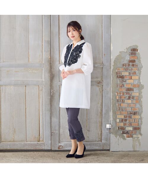 Rose Tiara / ローズティアラ シャツ・ブラウス | 【接触冷感/手洗いOK】ケミカルレースブラウス | 詳細3