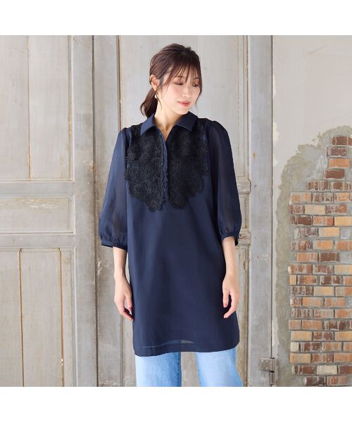 Rose Tiara / ローズティアラ シャツ・ブラウス | 【接触冷感/手洗いOK】ケミカルレースブラウス | 詳細5