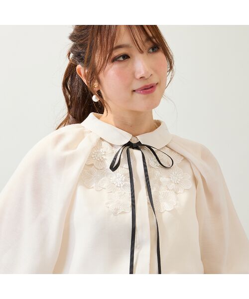 Rose Tiara / ローズティアラ シャツ・ブラウス | 【手洗いOK】襟付きフラワーモチーフブラウス | 詳細3
