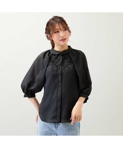 Rose Tiara / ローズティアラ シャツ・ブラウス | 【手洗いOK】襟付きフラワーモチーフブラウス | 詳細5