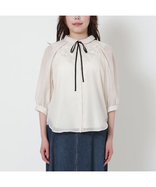 Rose Tiara / ローズティアラ シャツ・ブラウス | 【手洗いOK】襟付きフラワーモチーフブラウス | 詳細7