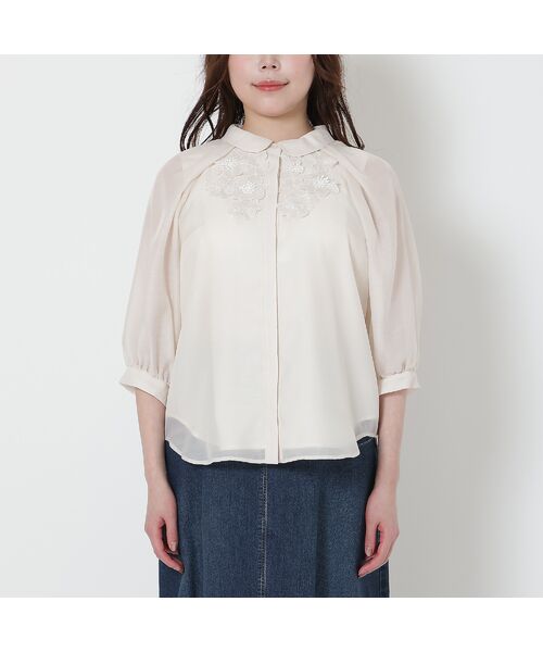 Rose Tiara / ローズティアラ シャツ・ブラウス | 【手洗いOK】襟付きフラワーモチーフブラウス | 詳細10