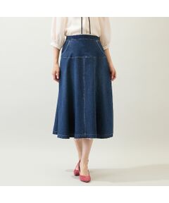 Rose Tiara / ローズティアラ ミニ・ひざ丈スカート | 【手洗いOK】フレアデニムスカート