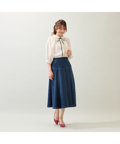 Rose Tiara / ローズティアラ ミニ・ひざ丈スカート | 【手洗いOK】フレアデニムスカート | 詳細1