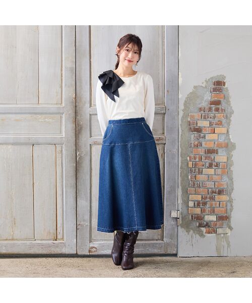 Rose Tiara / ローズティアラ ミニ・ひざ丈スカート | 【手洗いOK】フレアデニムスカート | 詳細10