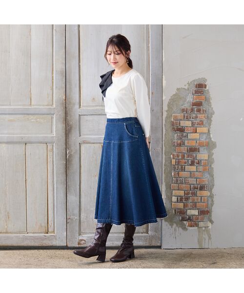 Rose Tiara / ローズティアラ ミニ・ひざ丈スカート | 【手洗いOK】フレアデニムスカート | 詳細11