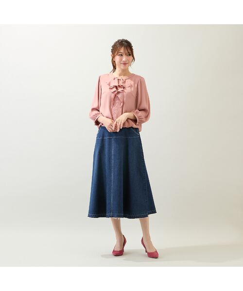 Rose Tiara / ローズティアラ ミニ・ひざ丈スカート | 【手洗いOK】フレアデニムスカート | 詳細2