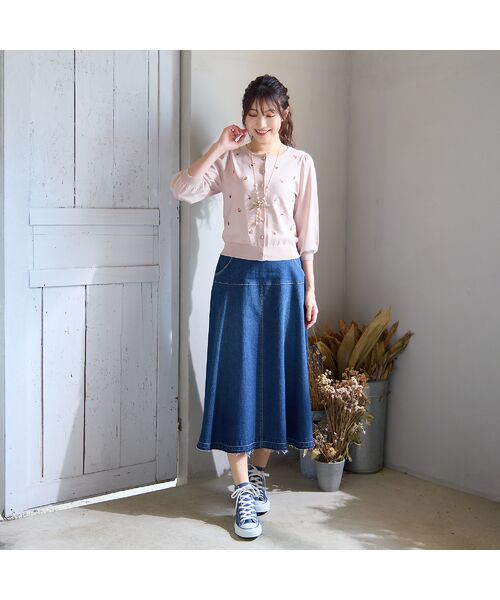 Rose Tiara / ローズティアラ ミニ・ひざ丈スカート | 【手洗いOK】フレアデニムスカート | 詳細4