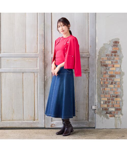 Rose Tiara / ローズティアラ ミニ・ひざ丈スカート | 【手洗いOK】フレアデニムスカート | 詳細5