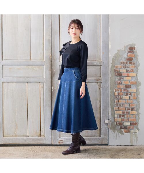 Rose Tiara / ローズティアラ ミニ・ひざ丈スカート | 【手洗いOK】フレアデニムスカート | 詳細6