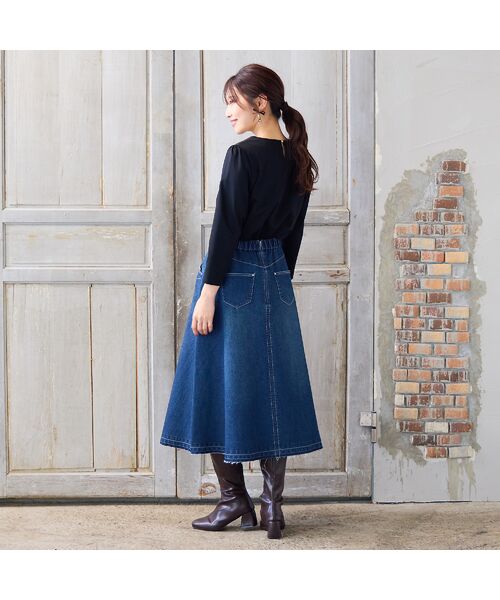 Rose Tiara / ローズティアラ ミニ・ひざ丈スカート | 【手洗いOK】フレアデニムスカート | 詳細8