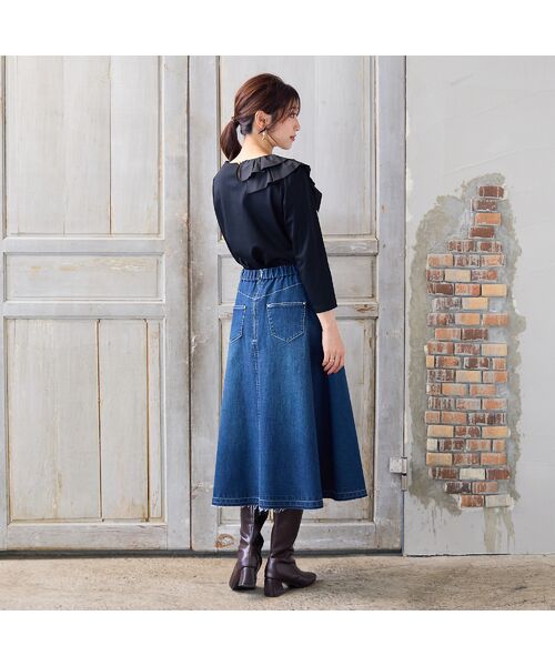 Rose Tiara / ローズティアラ ミニ・ひざ丈スカート | 【手洗いOK】フレアデニムスカート | 詳細9