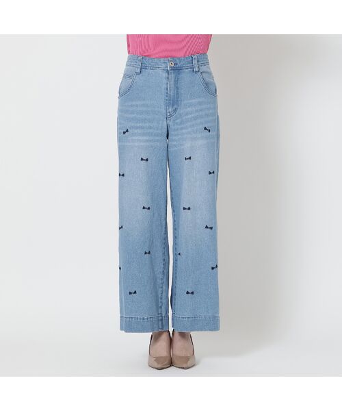 Rose Tiara / ローズティアラ デニムパンツ | 【人気デザイン】【手洗いOK】リボン刺繍ワイドデニム | 詳細6
