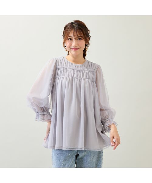 Rose Tiara / ローズティアラ カットソー | 【手洗いOK】チュール重ねカットソー | 詳細1