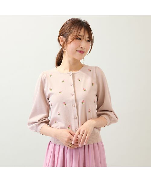 Rose Tiara / ローズティアラ ニット・セーター | 【手洗いOK】つぼみ刺繍ニットカーディガン | 詳細1