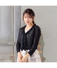 Rose Tiara / ローズティアラ ニット・セーター | クロップドフリルニットカーディガン