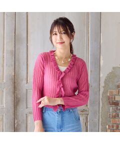 Rose Tiara / ローズティアラ ニット・セーター | クロップドフリルニットカーディガン