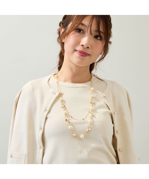 Rose Tiara / ローズティアラ ネックレス・ペンダント・チョーカー | パールビーズ＆ボールチェーン2連ネックレス | 詳細1