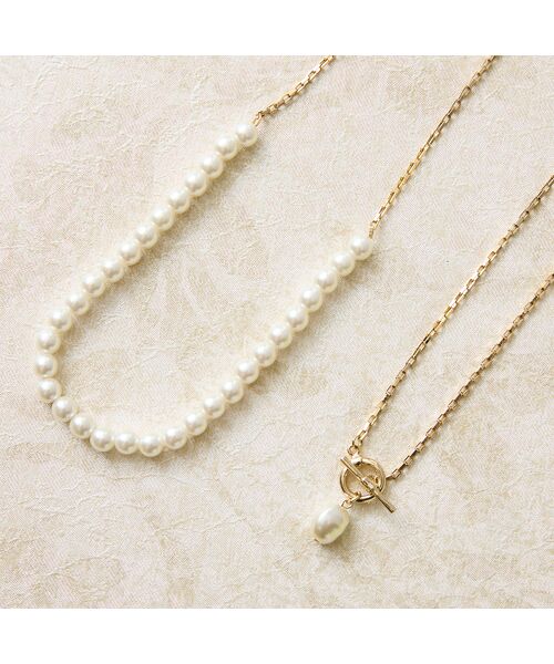 Rose Tiara / ローズティアラ ネックレス・ペンダント・チョーカー | 【3way】【2Set】パール調ビーズ＆チェーンネックレス | 詳細1