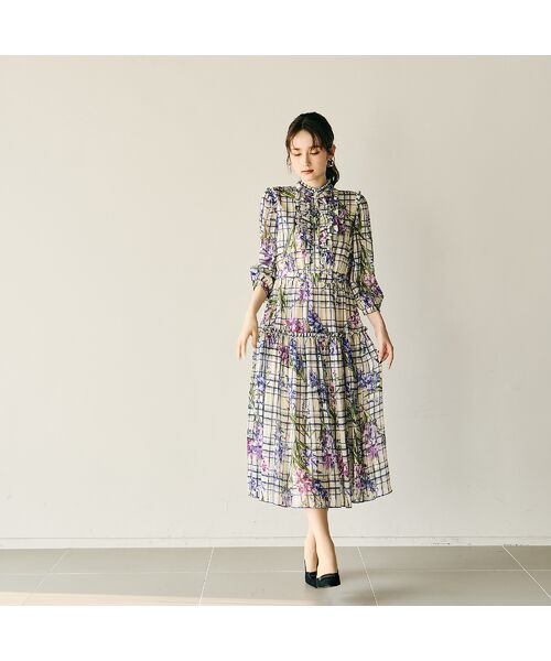 Rose Tiara / ローズティアラ ミニ丈・ひざ丈ワンピース | フラワーチェックプリントワンピース | 詳細2