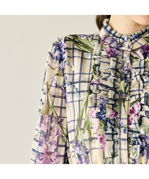 Rose Tiara / ローズティアラ ミニ丈・ひざ丈ワンピース | フラワーチェックプリントワンピース | 詳細3