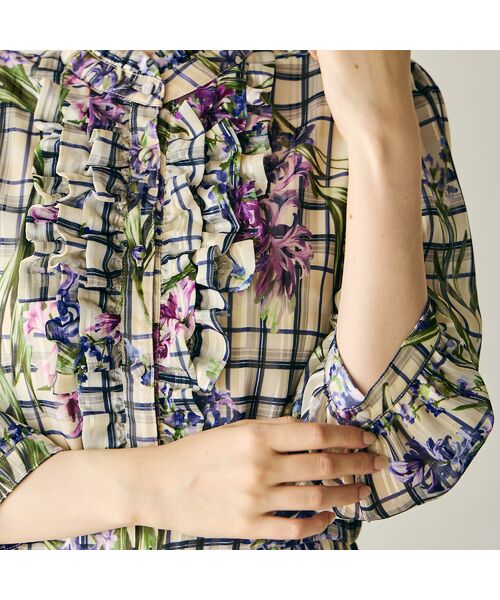 Rose Tiara / ローズティアラ ミニ丈・ひざ丈ワンピース | フラワーチェックプリントワンピース | 詳細5