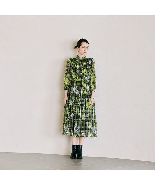 Rose Tiara / ローズティアラ ミニ丈・ひざ丈ワンピース | フラワーチェックプリントワンピース | 詳細7