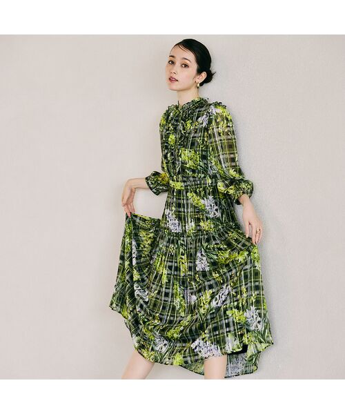 Rose Tiara / ローズティアラ ミニ丈・ひざ丈ワンピース | フラワーチェックプリントワンピース | 詳細9