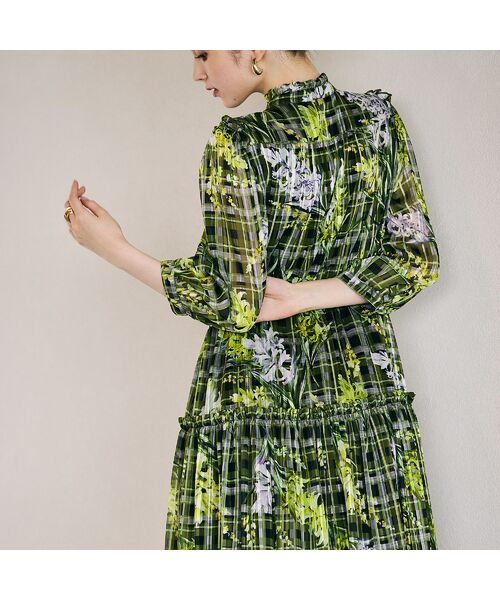 Rose Tiara / ローズティアラ ミニ丈・ひざ丈ワンピース | フラワーチェックプリントワンピース | 詳細10