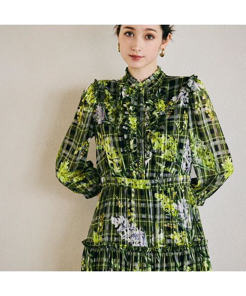 Rose Tiara / ローズティアラ ミニ丈・ひざ丈ワンピース | フラワーチェックプリントワンピース | 詳細11