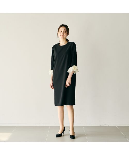 Rose Tiara / ローズティアラ ミニ丈・ひざ丈ワンピース | フラワーモチーフ付スリーブワンピース | 詳細1