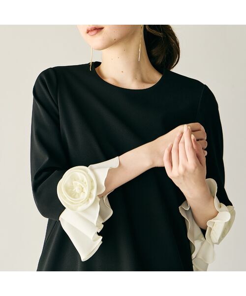 Rose Tiara / ローズティアラ ミニ丈・ひざ丈ワンピース | フラワーモチーフ付スリーブワンピース | 詳細6