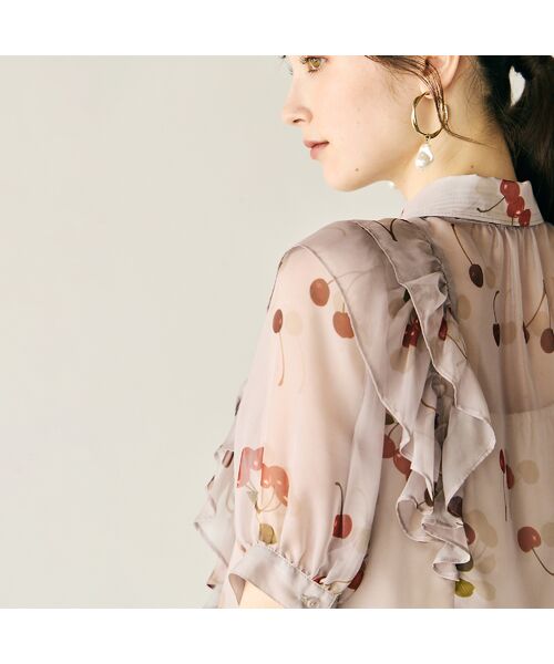 Rose Tiara / ローズティアラ シャツ・ブラウス | チェリープリントリボン付きブラウス | 詳細2