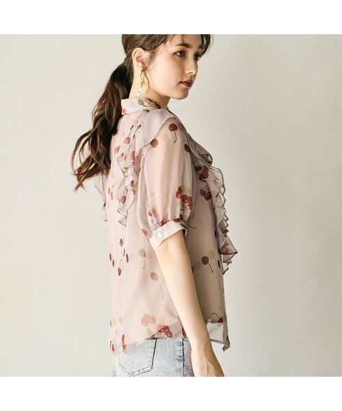 Rose Tiara / ローズティアラ シャツ・ブラウス | チェリープリントリボン付きブラウス | 詳細5