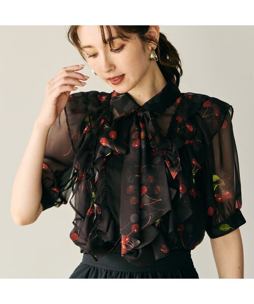 Rose Tiara / ローズティアラ シャツ・ブラウス | チェリープリントリボン付きブラウス | 詳細7