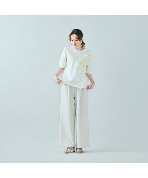 Rose Tiara / ローズティアラ その他パンツ | リラックスワイドパンツ/Beige | 詳細1