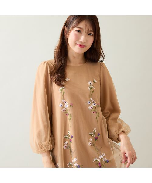 Rose Tiara / ローズティアラ ミニ丈・ひざ丈ワンピース | 【ゆったりシルエット】チュール刺繍ワンピース | 詳細1