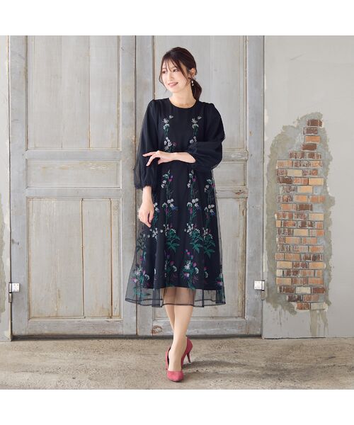 Rose Tiara / ローズティアラ ミニ丈・ひざ丈ワンピース | 【ゆったりシルエット】チュール刺繍ワンピース | 詳細6