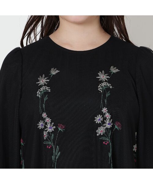 Rose Tiara / ローズティアラ ミニ丈・ひざ丈ワンピース | 【ゆったりシルエット】チュール刺繍ワンピース | 詳細13