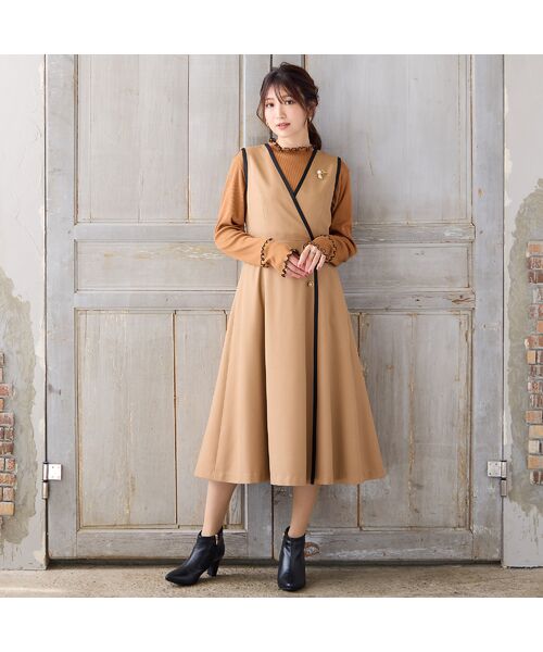 Rose Tiara / ローズティアラ ミニ丈・ひざ丈ワンピース | 【UVカット/吸汗性】バイカラージャンパースカート | 詳細1