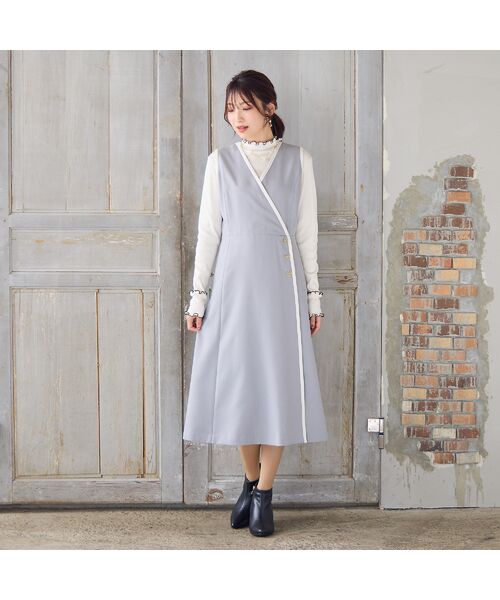 Rose Tiara / ローズティアラ ミニ丈・ひざ丈ワンピース | 【UVカット/吸汗性】バイカラージャンパースカート | 詳細3