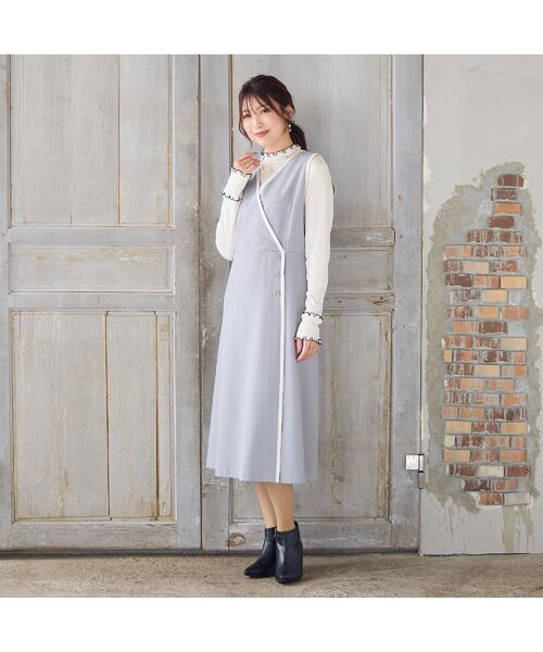 Rose Tiara / ローズティアラ ミニ丈・ひざ丈ワンピース | 【UVカット/吸汗性】バイカラージャンパースカート | 詳細4