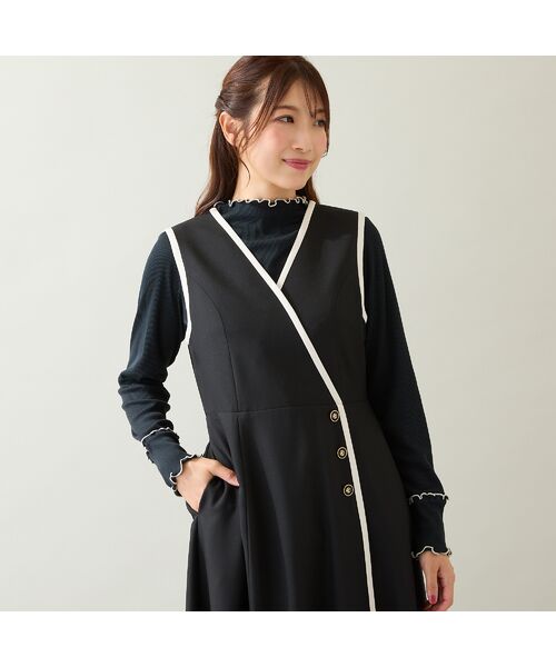 Rose Tiara / ローズティアラ ミニ丈・ひざ丈ワンピース | 【UVカット/吸汗性】バイカラージャンパースカート | 詳細5