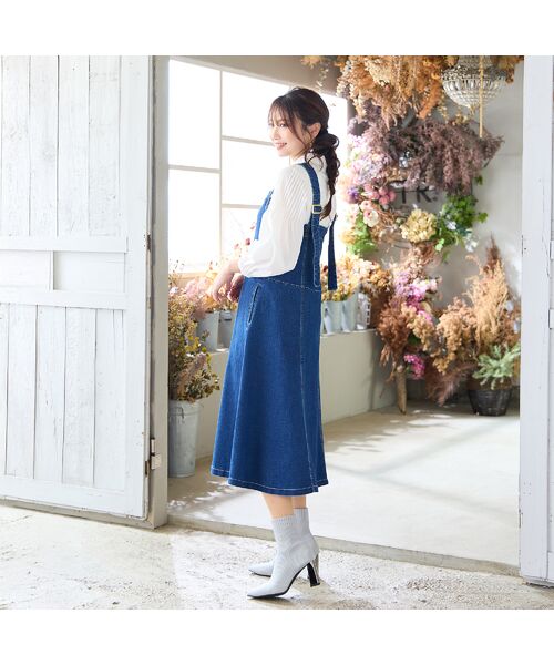 Rose Tiara / ローズティアラ ミニ丈・ひざ丈ワンピース | 【伸縮性◎】フレアデニムジャンパースカート | 詳細3