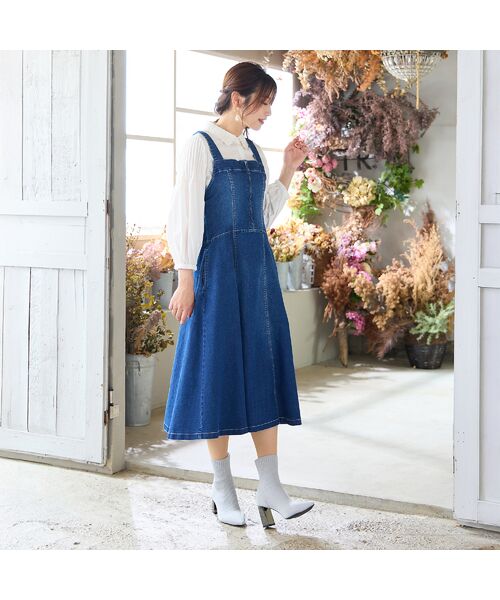 Rose Tiara / ローズティアラ ミニ丈・ひざ丈ワンピース | 【伸縮性◎】フレアデニムジャンパースカート | 詳細4